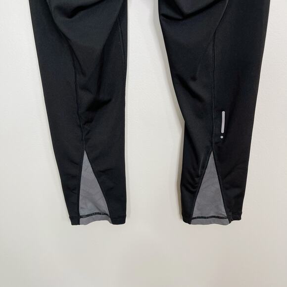Reebok Womens Small S Black Gray Jacquard Mesh Inset Capri Leggings Workout - Picture 6 of 8